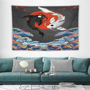 Houselerax Japanese Koi Fish Tapestries, Yin Yang Big Wave Cherry Blossom Tapestry Wall Hanging for Bedroom Living Room Office Decor 60"x40" by CozyNest Decor