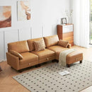 L Shape Modular Sofa, Faux Leather Sectional, 98'' 4 Seater Couch, Mid Century Modern Decor Couch, Office Sectional Sofa Bed, for House, Apartment, Living Room, Tan by CozyNest Decor