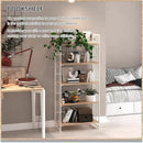 4NM No Assembly 5 Tiers Folding Bookshelf, 59.4" H Foldable Storage Shelves Vintage Bookcase Standing Racks Study Organizer Home Office - Natural White by CozyNest Decor