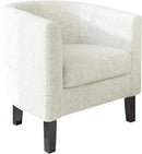 BELLEZE Accent Barrel Chair, Linen Round Chair Club Tub Sofa Corner Chair with Flared Legs and Cozy Soft Padding for Living Room Bedroom Waiting Room - Teddy White by CozyNest Decor