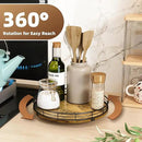 Lazy Susan Turntable Organizer for Table Top, 10’’ Round Wooden Lazy Susan for Cabinet Kitchen Countertop Pantry Dining Coffee Table for Condiments Spices, Rustic Bathroom Vanity Tray for Soap Candle by CozyNest Decor