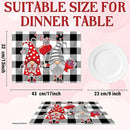 Valentine's Day Placemats Set of 6 Gnomes Plastic Table Mats Buffalo Plaid Place Mats Washable Vinyl Love Hearts Table Decoration for Anniversary Wedding Party Kitchen Dining Table by CozyNest Decor