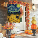 BLKWHT Fall Pumpkin Cat House Flag 28x40 Vertical Double Sided Blue Sky Autumn Thanksgiving Holiday Outside Decorations Burlap Yard Flag BW825-40 by GreenHaven Gardens
