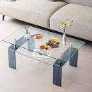 Glass Coffee Table Rectangle Living Room Center Table with Storage, Clear Tempered Glass Tabletop and Smoke Grey Leg,for Living Room and Office (Clear+Smoke) by CozyNest Decor