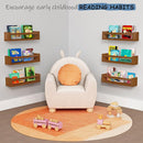 Walnut Brown Nursery Book Shelves Wall Mounted, Wooden Floating Bookshelf for Kids Room Bedroom, Dark Wood Nursery Bookshelves for Kitchen Classroom Playroom (Solid Pine, 3-Pack) by TinyTreasures Baby Boutique