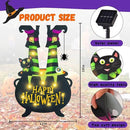 Halloween Lighted Garden Flag for Outside, Witch Feet Shape Flag Yard Decor, 8 Modes Double Sided Cauldron Eyeball Black Cat Outdoor Hlloween Decorations for Home Porch (Warm White-28x40) by CozyNest Decor