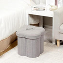 B FSOBEIIALEO Storage Ottoman Cube, Flowers Shaped Ottomans with Storage Foot Stool Footrest for Lving Room, Boucle Ottoman Seat for Dorm Room,Faux Teddy Fur, Grey 12.6"x12.6"x12.6" by CozyNest Decor