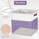 13x13 Cube Storage Bins, Collapsible Fabric Storage Box, 4 Pack Closet Baskets with Handles for Organizing, Shelf, Toys, Clothes, Home, Office, Nursery (Purple&White) by TinyTreasures Baby Boutique