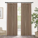 Macochico 100% Blackout Pinch Pleated Linen Curtains 84 Inch Length Thermal Blackout Curtains for Bedroom Living Room Nursery Taupe Farmhouse Burlap Curtains with Tieback 52”Wx84”L 1 Panel by CozyNest Decor
