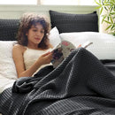 PHF Ultra Soft Waffle Weave Throw Blanket 50"x 60"- Washed Lightweight Breathablee Cozy Woven Blanket - Great for Couch Bed Sofa Home Car - Black by CozyNest Decor
