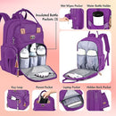 Dikaslon Diaper Bag Backpack with Portable Changing Pad, Pacifier Case and Stroller Straps, Large Unisex Baby Bags for Boys Girls, Multipurpose Travel Back Pack Moms Dads, Purple by TinyTreasures Baby Boutique