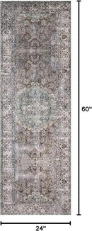 Loloi Layla Collection LAY-06 Taupe/Stone 2'-0" x 5'-0" .13" Thick Accent Rug, Soft, Durable, Vintage Inspired, Distressed, Low Pile, Non-Shedding, Easy Clean, Printed, Living Room Rug by CozyNest Decor