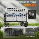 Navatiee Big Wheels Collapsible Wagon Cart Foldable, Heavy Duty Beach Wagon with Silent All-Terrain Wheels, Folding Utility Grocery Cart with Side Pocket and Brakes for Camping Garden Sports, Gray by GreenHaven Gardens