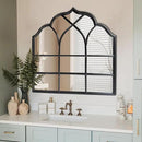 Window Mirror Pane, Black Metal Frame, Cathedral Arched Wall Mirrors Decorative Over Fireplace Mantel, Farmhouse Decorations for Dining Living Room Hallway Entryway by CozyNest Decor