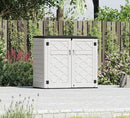HOMSPARK Storage Shed Weather Resistance, Multi-Purpose Outdoor Storage Cabinet for Backyards and Patios, Horizontal Storage Shed for Lawnmower, Patio Accessories (Off-White, Large - 48 cu.ft) by GreenHaven Gardens