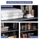 Farmhouse Kitchen Pantry Cabinet - 72" Tall Large Wood Kitchen Storage Cabinets with Adjustable Shelves & 2 Barn Doors & Drawer, Versatile Storage for Dining Room, Bathroom, Living Room, Antique Black by CozyNest Decor
