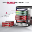 24 Inch Beverage Refrigerator, Beverage Cooler 180 Can Built-in Design, Under Counter Beer Fridge with Glass Door for Soda, Wine, Water - For Kitchen, Office or Bar by CozyNest Decor