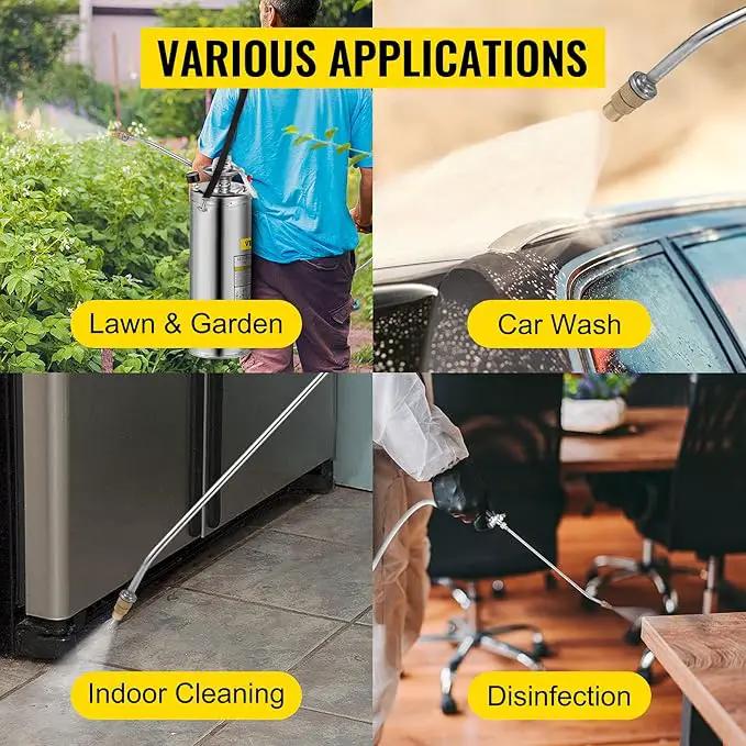Happybuy 3 Gallon Stainless Steel Sprayer, 20" Wand & 3FT Reinforced Hose, Hand Pump Sprayer with Pressure Gauge, Safety Valve & Adjustable Nozzle, Weed Sprayers for Lawn, Gardening & Sanitizing, photo 8 of 9