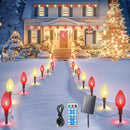 Minetom Solar Double C9 Strawberry Christmas Pathway Lights Outdoor -16FT 10 LED C9 Christmas Lights Outdoor with Timer,8 Modes,Solar Christmas Outdoor Decorations for Lawn Outside, Red & Warm White by GreenHaven Gardens