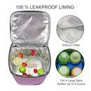 Breast Milk Cooler Bag with Ice Pack Fits 4 Baby Bottles Up to 9 Ounce, Baby Bottle Bag Great for Nursing Mom Daycare, Purple by TinyTreasures Baby Boutique