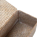 Wicker Basket with Lid, Seagrass Storage Basket, Woven Decorative Storage Baskets for Shelf Organizing, Whitewash by CozyNest Decor
