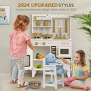 BIERUM Play Kitchen with Realistic Lights & Sounds, Wooden Kitchen Playset Chef Pretend Play Set for Toddlers, Toy Kitchen with 26 Pcs Toy Food & Cookware Accessories, Gift for Ages 3+ by TinyTreasures Baby Boutique