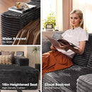 106" Cloud Sectional Couches for Living Room,Plush Corduroy Boneless Couch with Comfy Chaise,L Shaped Sofa in A Box No Assembly Require,Grey by CozyNest Decor
