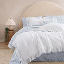 Queen Comforter Set - 7 Pieces Ruffle White Bedding Sets, Shabby Chic Farmhouse Bed in a Bag Queen with Ruffle Comforter, Floral Sheets, Pillowcases & Shams by CozyNest Decor