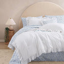 King Comforter Set - 7 Pieces Ruffle White Bedding Sets, Shabby Chic Farmhouse Bed in a Bag King with Ruffle Comforter, Floral Sheets, Pillowcases & Shams by CozyNest Decor