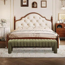 63" Bedroom Bench, Upholstered Entryway Bench, Modern End of Bed Ottoman with Solid Wood Legs and Adjustable Foot Pegs for Entryway, Dining Room and Living Room, 440lbs (Green Boucle) by CozyNest Decor