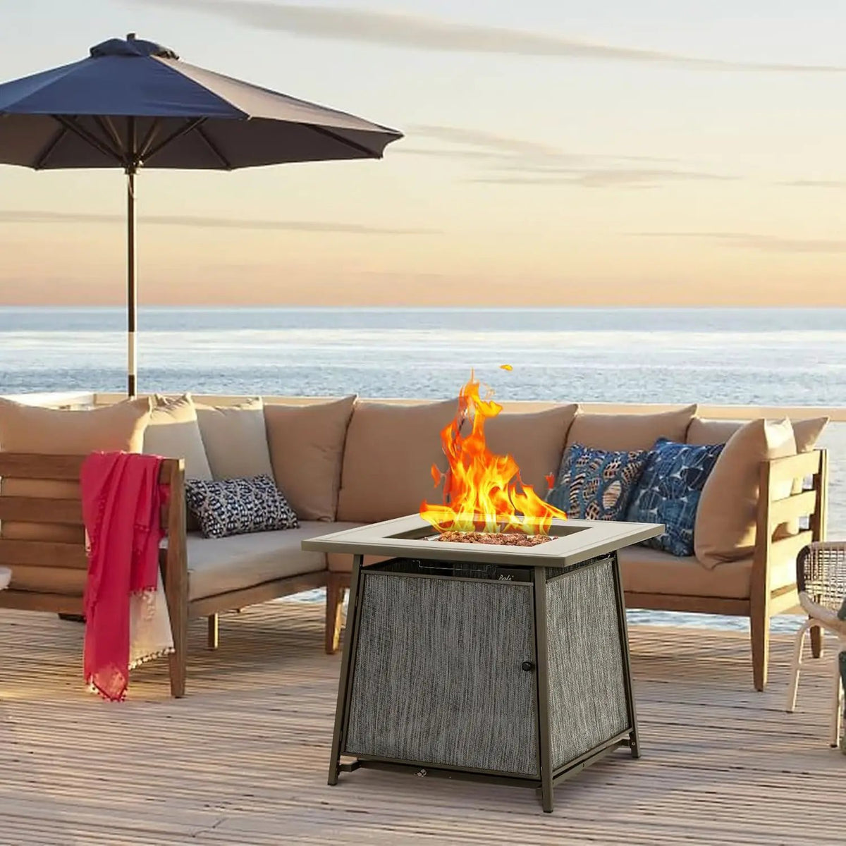 BALI OUTDOORS 50,000 BTU Propane Fire Pit Outdoor, 28 inch Propane Fire Pit Table Square, Gas Firepits for Outside Patio, Garden, Backyard, photo 2 of 6