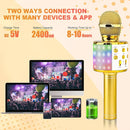 BlueFire 4 in 1 Karaoke Wireless Microphone with LED Lights, Portable Microphone for Kids, Great Gifts Toys for Kids, Girls, Boys and Adults (Gold) by TinyTreasures Baby Boutique