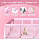 74" ×50" Large Baby Playpen, Baby Playard for Babies and Toddlers, Play Pens for Indoor & Outdoor, Sturdy Safety Play Yard with Soft Breathable Mesh, Anti-Fall, Pink by TinyTreasures Baby Boutique