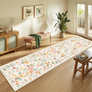 Floral 2x8 Area Rug Machine Washable Soft Print Boho Carpet Non Slip Doormat Low Pile Flower Area Rugs for Living Room Bedroom Nursery Kitchen Dining Room Indoor-Beige/White/Orange by TinyTreasures Baby Boutique