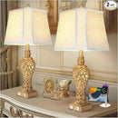 Vintage Table Lamps Set of 2, 28.5'' Tall Antique Gold Bedside Lamps with Fabric Shades, USB A+C Charging Ports & Night Light, Farmhouse Nightstand Lamps for Bedroom Living Room Office (Bulb Included) by CozyNest Decor
