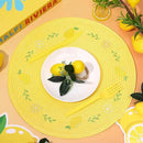 Whaline 4Pcs Round Placemats Lemon Embroidered Place Mats Summer Lemon Greenery Leaves Dinner Table Mats for Home Wedding Baby Shower Birthday Party Decor by CozyNest Decor