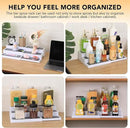 3-Tier Expandable Spice Rack, Plastic Spice Rack Organizer for Cabinet, Adjustable Length, Non-Skid Spice Shelf Organizer for Kitchen Cabinet, Countertop or Pantry, 2 Pack, White/Grey by CozyNest Decor