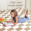 Super Soft Rug for Bedroom, 4x6 Ft Beige and White Area Rug Classic Checkered Shaggy Anti-Skid High Pile Soft Fluffy Rug Fuzzy Carpet for Living Room Bedroom Kids Room Nursery, Dorm Home Decor by TinyTreasures Baby Boutique