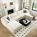 157.5" Cloud Couch Oversized Modular Sectional Sofa for Living Room,Modern Sofa with Deep Seat，U-Shape Boneless Couch with 2 Ottoman,Comfy Upholstered Couches for Apartment, Studio, Office,White by CozyNest Decor