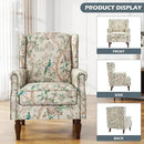 UIXE High Back Floral Accent Chair, Fabric Upholstered Armchair for Living Room, Retro Wingback Arm Chair with Solid Wood Legs, Nailhead Trim Single Sofa Bedroom Reading Seat - Bird Pattern by CozyNest Decor