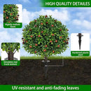 Artificial Olive Topiary Ball Trees with Ground Spike, Set of 2 UV Resistant Artificial Shrubs, Fake Evergreen Artificial Plant Bushes for Indoor Outdoor Front Porch Garden by GreenHaven Gardens