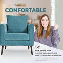 Barrel Accent Chair Set of 2 with Back Pillow, Large Upholstered Armchair with Solid Wood Legs Modern Reading Chairs for Living Room Bedroom by CozyNest Decor