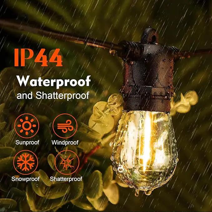 48 Pack Shatterproof LED Replacement Bulbs for Outdoor String Lights, S14 Edison Bulbs for Patio String Lights Outdoor Waterproof, Warm White 2200K, Dimmable, E26 Standard Base, photo 3 of 8
