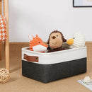 DULLEMELO Small Storage Baskets 6 Pack, Fabric Collapsible Gift Storage Baskets for Shelves, Closets, Nursery, Home, Office Organizing,Small Canvas Linen Rectangular Storage Bins (White&Black) by TinyTreasures Baby Boutique