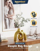 Hug Donut Decorative Vase Set - Golden Modern Classic Transitional Style Vases Home Decor, Matte Ceramic Decorations for Living Room Shelf, Bookshelf Mantle Entryway Table or Console Décor (Gold) by CozyNest Decor