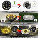 Solar Powered 8 Pack Outdoor LED Disk Lights - IP68 Waterproof, Non-Slip, Wear-Resistant Pathway Lights (Warm White) by GreenHaven Gardens