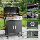 4-Burner Propane Gas BBQ Grill with Wheels, 40,000 BTU Output Stainless Steel Barbecue Grill for Backyard & Outdoor Cooking Easy Assembly, Foldable Side Tables & Spice Rack (Dark Black) by GreenHaven Gardens