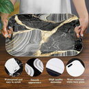 Serving Trays with Handles, 14.5 x 9.8 inch Rectangular Plastic Tray for Restaurant, Kitchen, Abstract Background Black Marble by CozyNest Decor