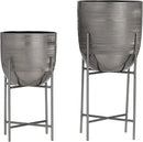 Deco 79 Metal Indoor Outdoor Planter Small Planter Pot with Removable Stand, Set of 2 Planters 12", 9"H, Gray by GreenHaven Gardens