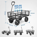 Yesker Steel Garden Carts - 800lbs Dump Wagon with All Terrain Inflatable Wheels for Yard Lawn Farms Gardening - Heavy Duty Utility Outdoor Hauling Wheelbarrow by GreenHaven Gardens
